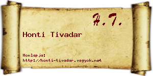 Honti Tivadar névjegykártya